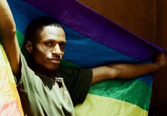 Man with rainbow flag