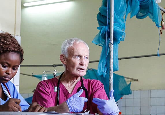 British and Sierra Leonean medics work together at Connaught Hospital, Freetown