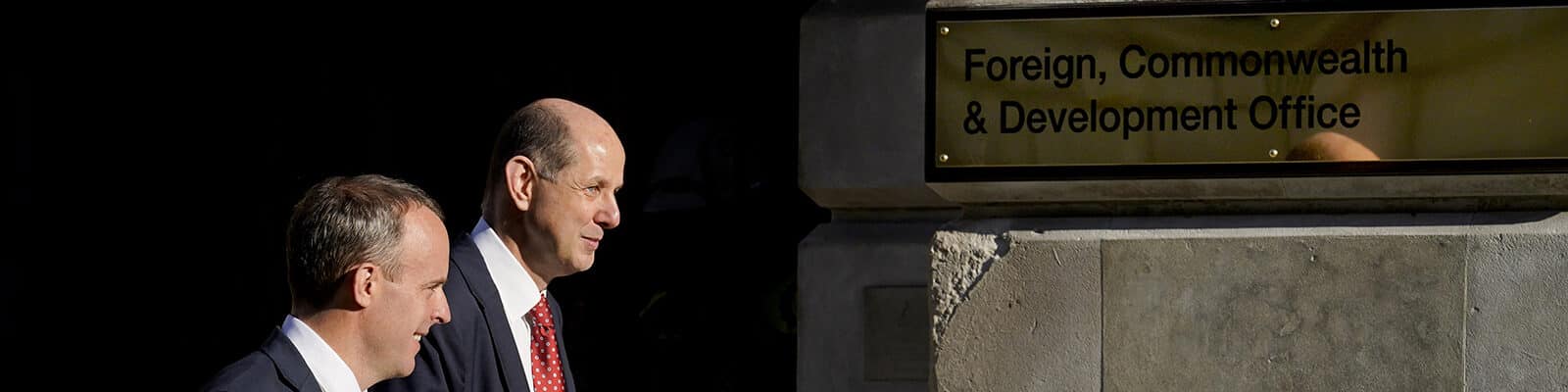 Dominic Raab entering the FCDO