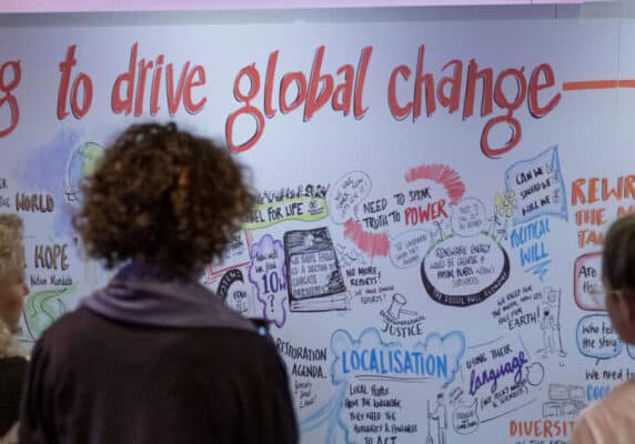 People reading board at BOND Conference 2019