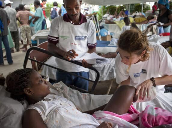 A girl in a Haitian hospital