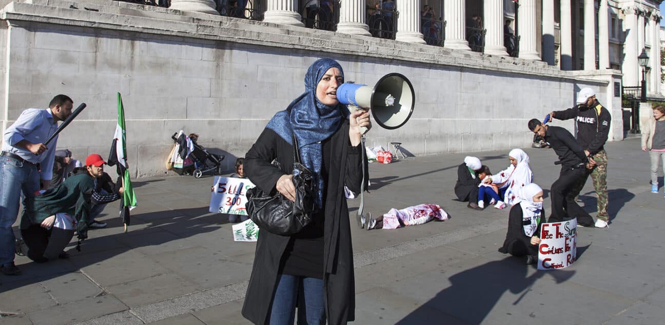 People demonstrating in London