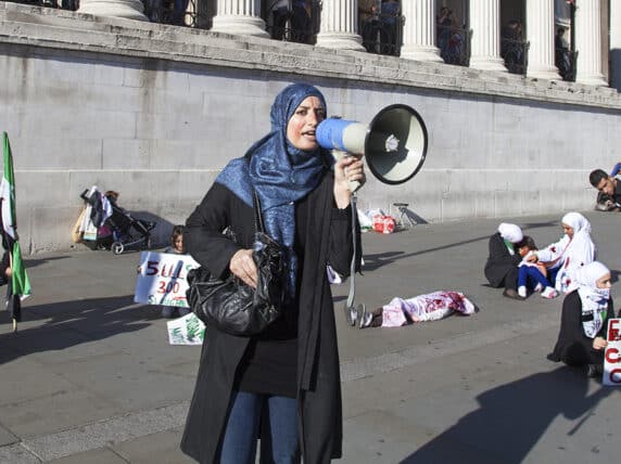 People demonstrating in London