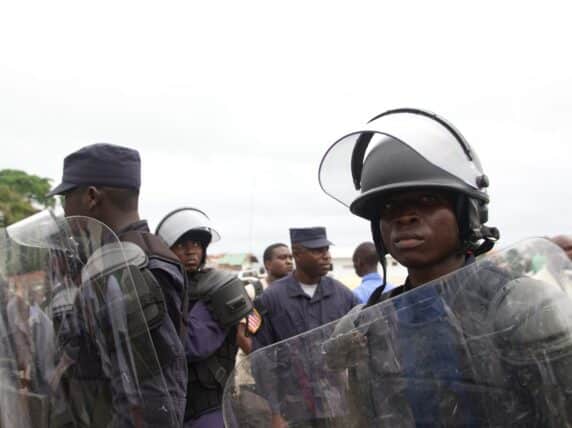 Liberian police in Monrovia