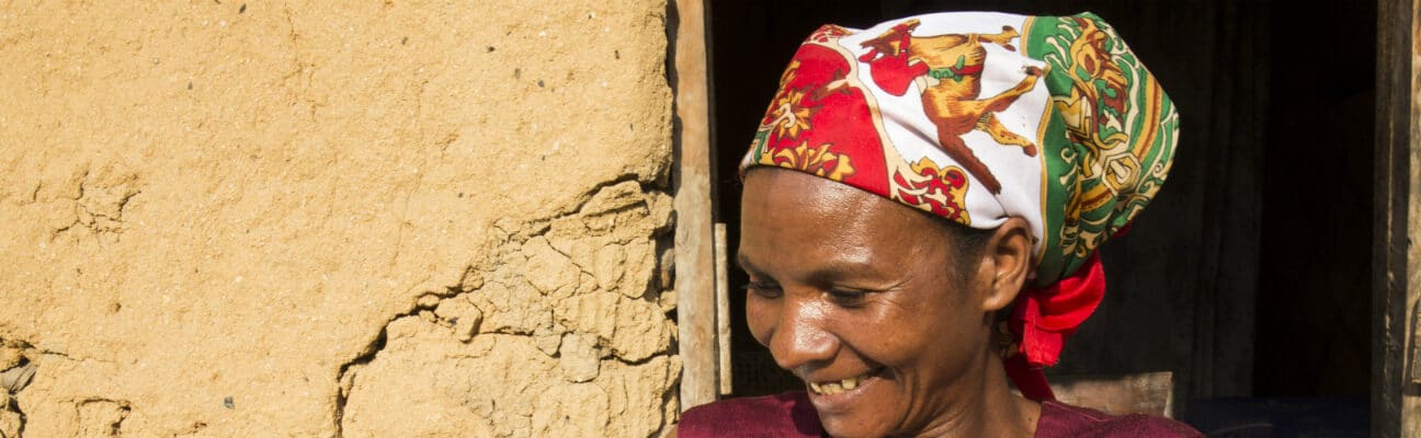 This is amazing, I love it." Portrait of Veronique Eulalie Rasoarimanana outside her home in Madagascar.