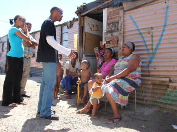 Man talking to women in Valhalla Park