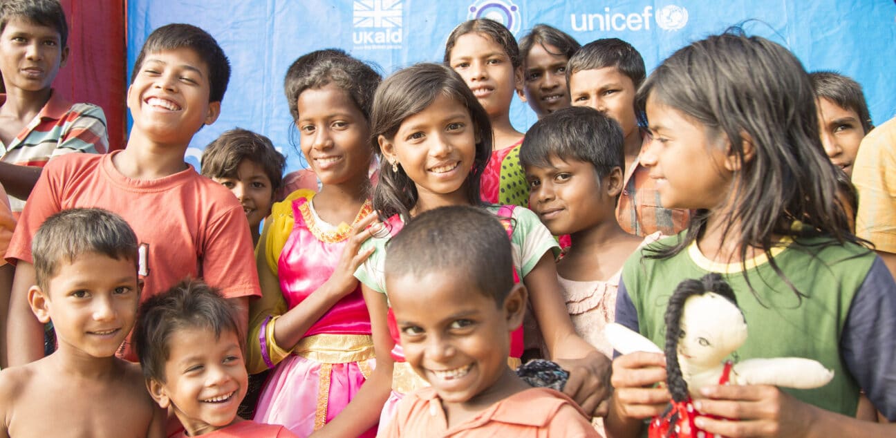 Rohingya children in Bangladesh refugee camp supported by UK aid