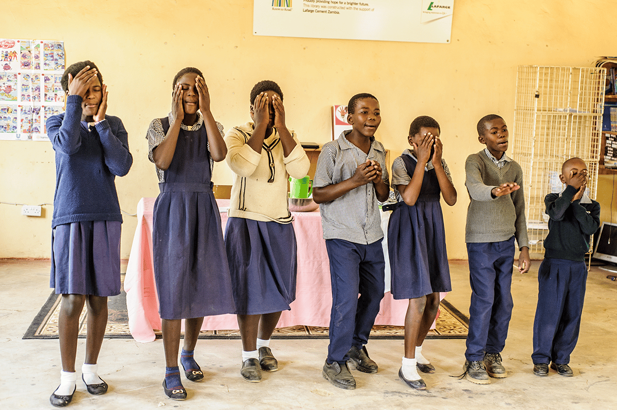 Children performing in school