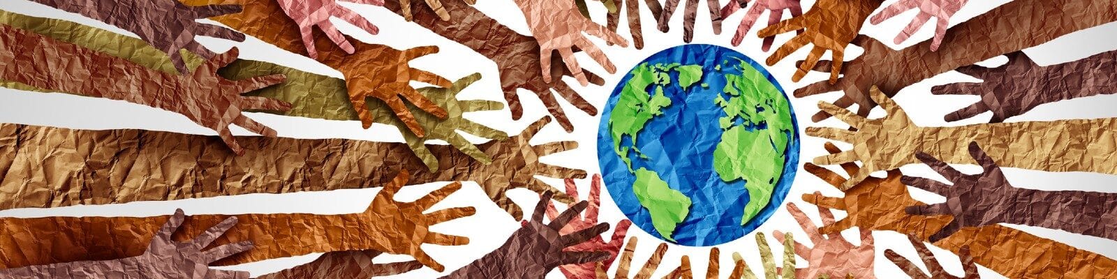 Hands towards a globe