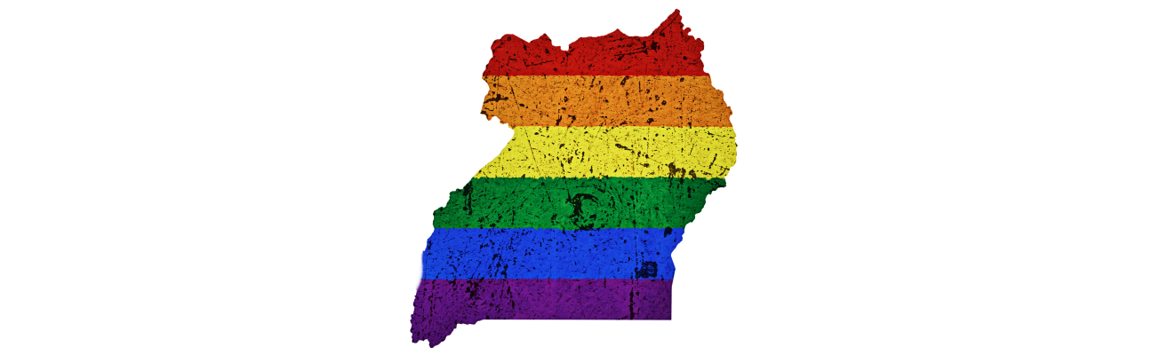 Uganda map in LGBTQ+ colours