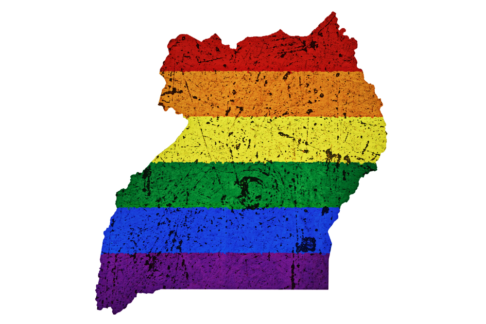 Uganda map in LGBTQ+ colours